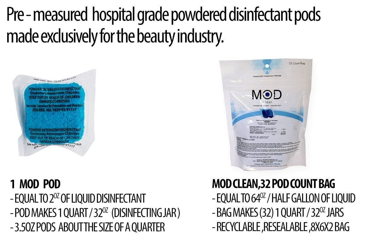 MOD Clean Pre-Measured Disinfectant Pods for Salons and Barbershops (32ct.)